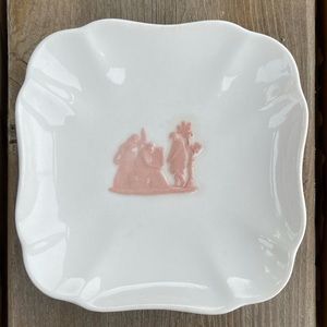Wedgwood Pink on Cream Queensware Square Dish